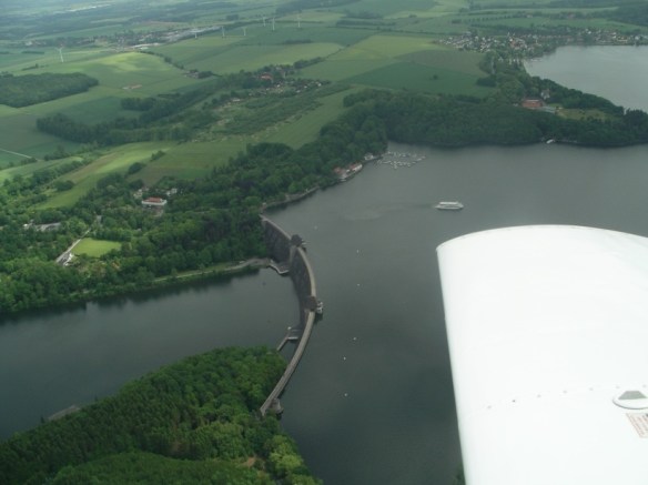 A view of the Mohne Dam from the air.
