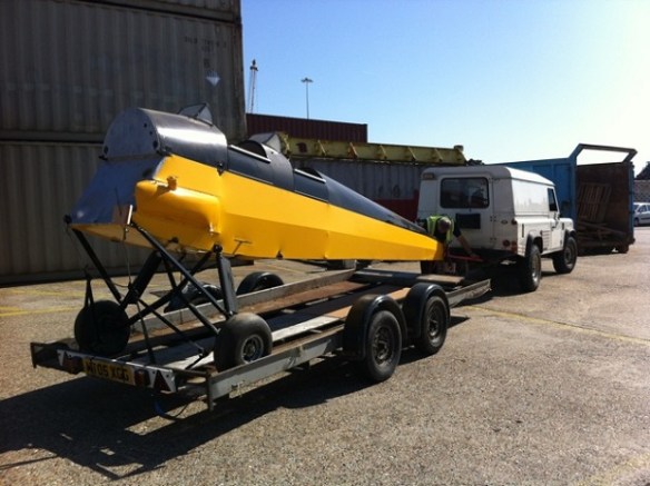 The Tiger Moth that has just been removed from the container