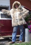 Me displaying a 1930's coat made from Timber wolf pelts (it did smell a bit musty)