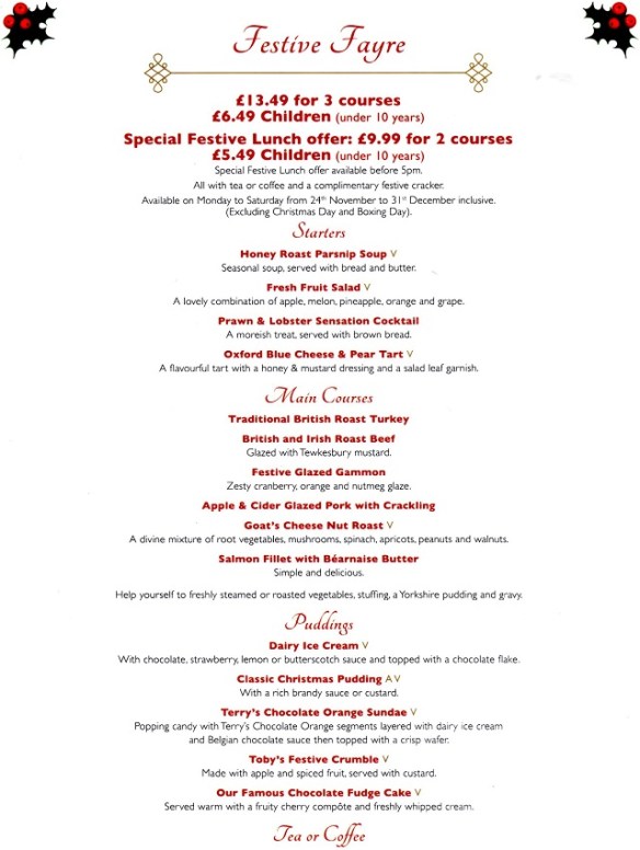 The Xmas Dinner Menu