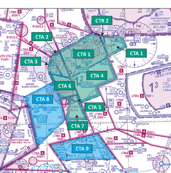 Map of the new Farnbrough airscace.